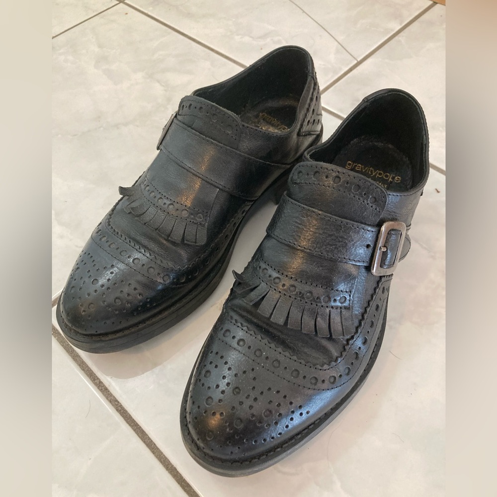Black Leather Loafers for Women